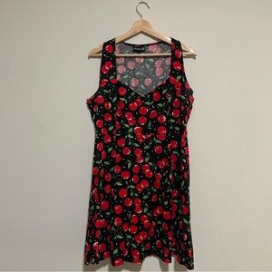 Sourpuss Vintage Retro Fit and Flare Style Cherry Print Red Bomb Dress, Size XL